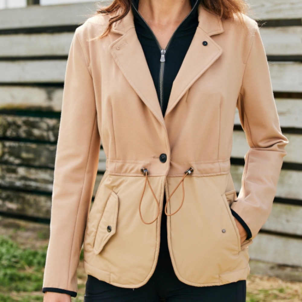 Anatomie Valmy Mixed Media Single-Button Jacket Camel Size Medium